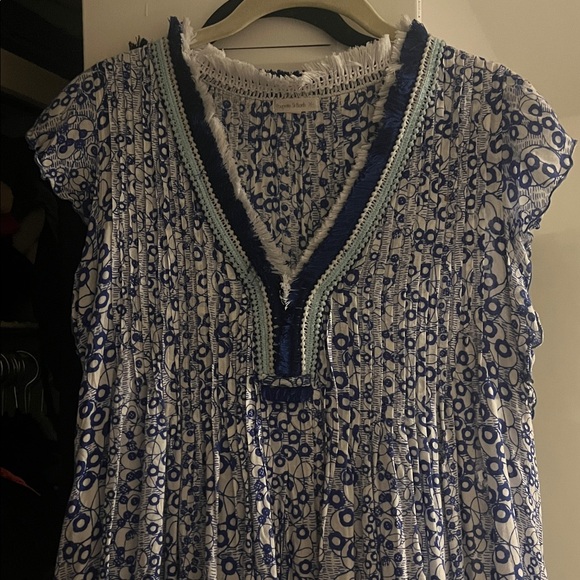Poupette St. Barth Blue and White Blouse - Picture 1 of 4